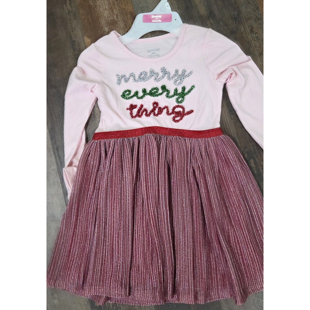 NWT Little Girls Christmas Dress Size 4 Young Hearts Brand New No Tags B9